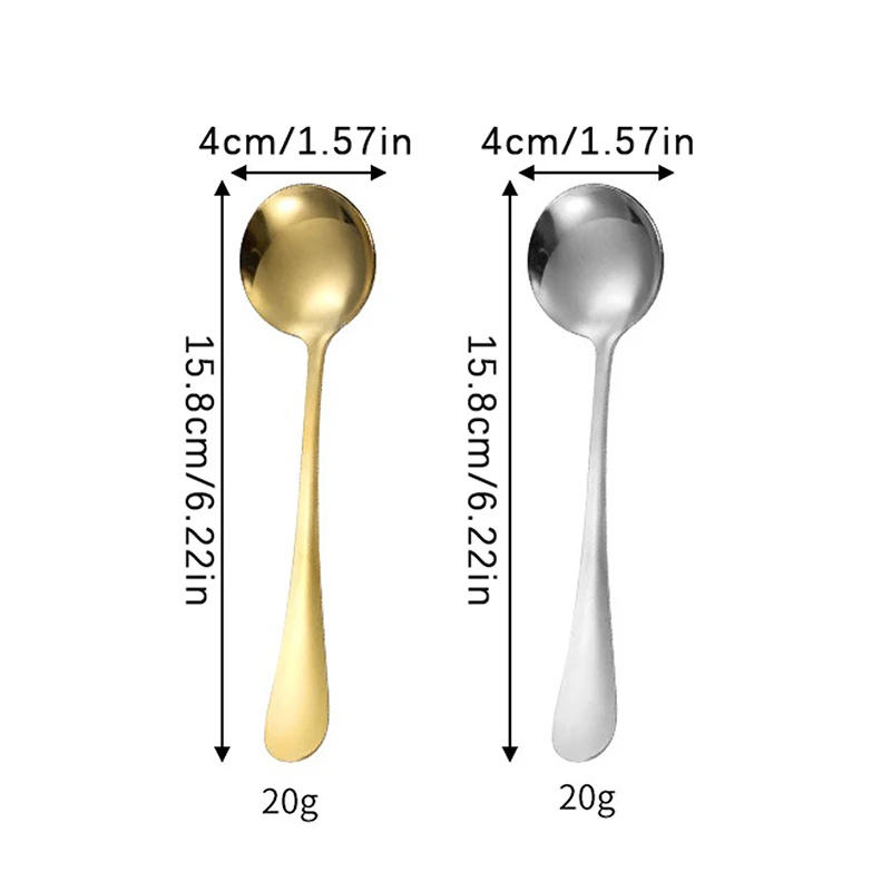 1 Pc Stainless Steel Korea Soup Spoons Home Kitchen Ladle Capacity Gold Silver Mirror Polished Flatware For Coffee Tableware