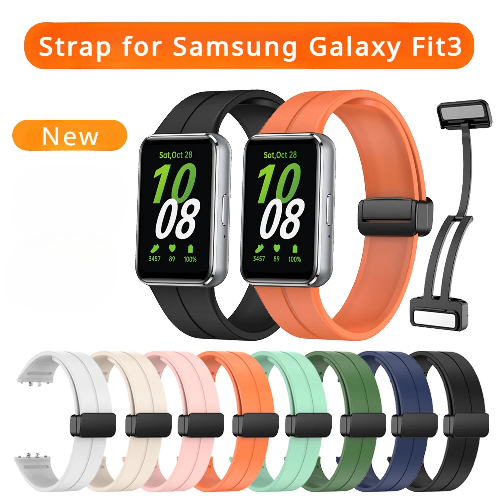 

2024 New Silicone Strap for Samsung Galaxy Fit3 ,Magnetic Watchband Galaxy FIT3 Color Buckle Sports Wristband