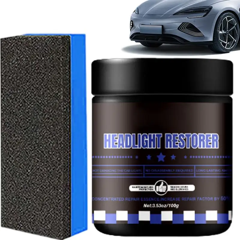 Headlight Restoration Kit Headlight Polish With Sponge 3.53oz Auto Headlight Scratch Restoring Fluid For Yellowing Oxidation