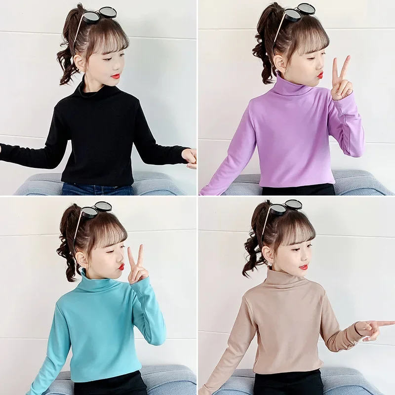 2024 Korea Autumn Winter Children Pullover Sweaters Clothes Warm Cotton Tops Elementary Girls Long Sleeve Sport Shirts Fall Tops