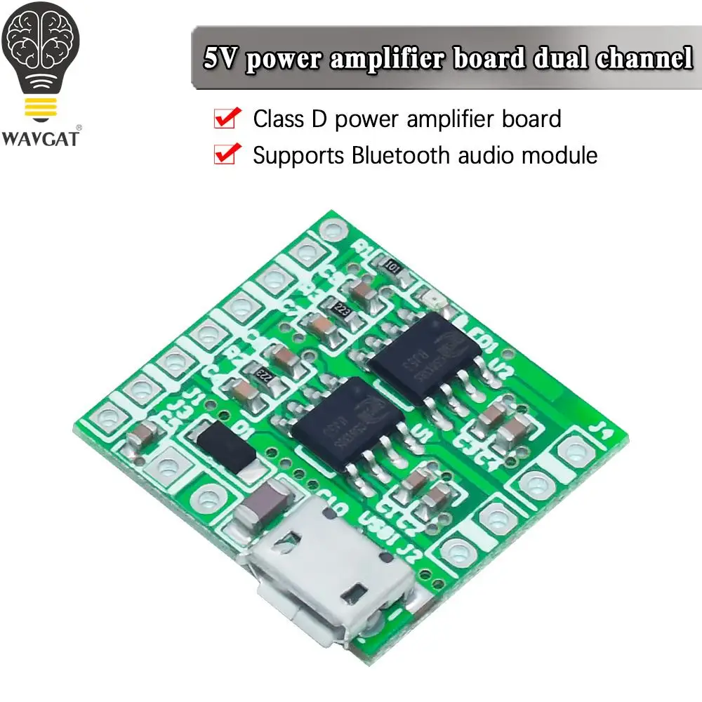 Micro power amplifier board 5V power amplifier board dual channel rear stage  supports Bluetooth audio module