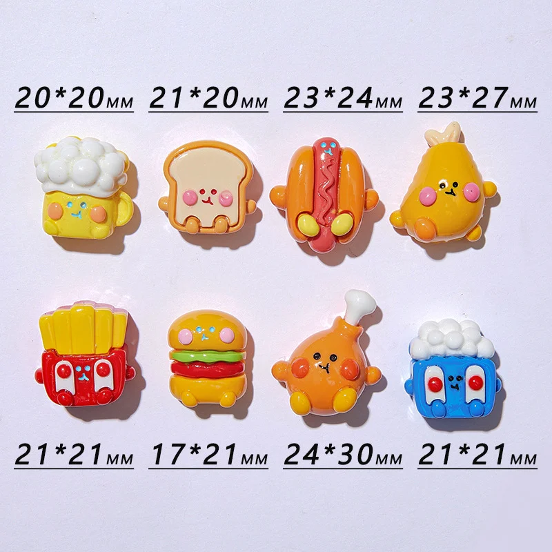 Beer Fries Burger Resin Charms Flatback Cabochon Miniature Simulation Fake Food Play Bastelmaterial Scrapbooking DIY Accessories