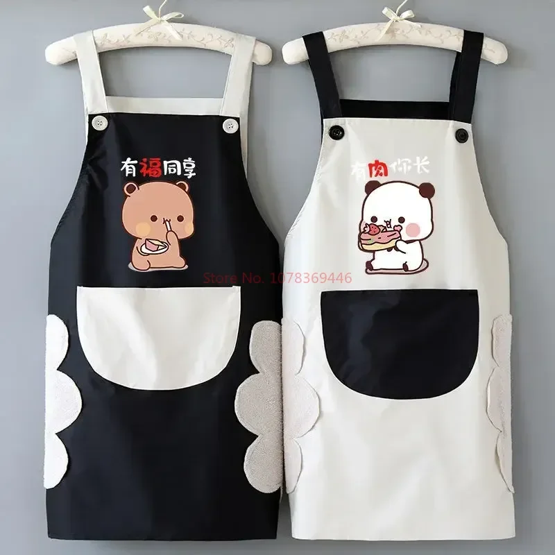 2024 Bubu And Dudu Printing Apron Home Hotel Hotel Kitchen Waterproof Oil Proof Apron Wipeable Hand Apron Kawaii