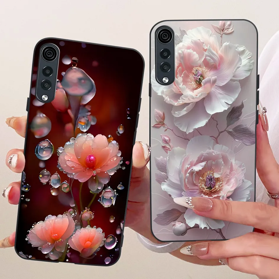 Case For LG Velvet 5G Cover LM-G900N Popular Flower Soft Black Silicone Protective Shell For LGVelvet 5G UW LMG910EMW Phone Bags