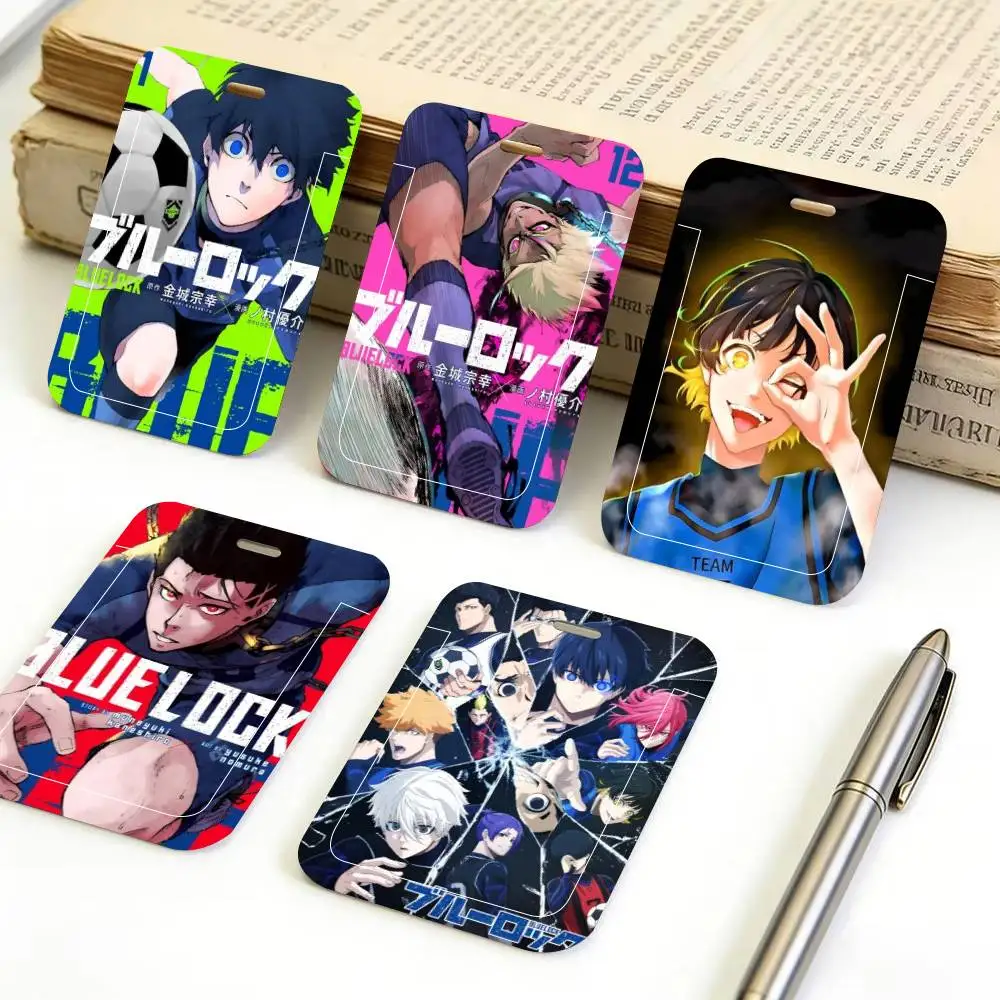 Anime Blue Lock ID Card Holder Lanyard Covers Women Men Work Permit Holder Students Kids Bus Cards Case