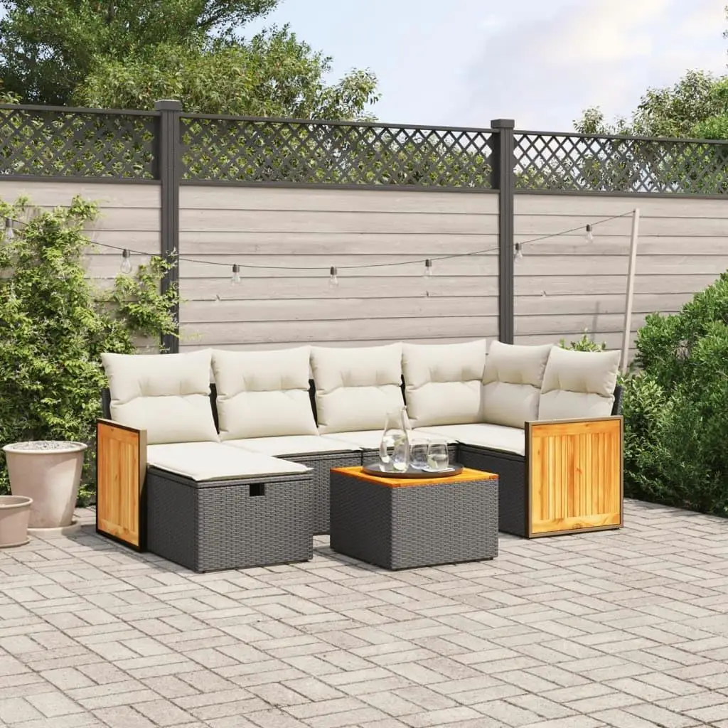 

Garden Sofa Set Stylish Black and Cream White Outdoor Furniture Comfortable Seating Durable Design for Patio Lawn and Garden