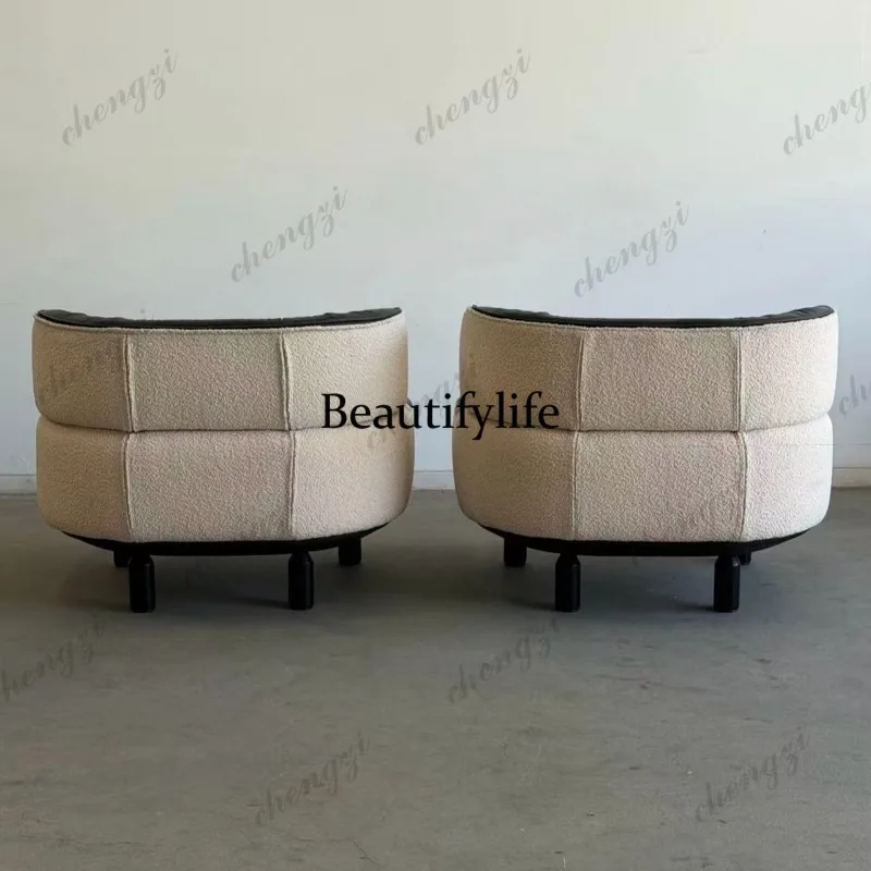 Italian splicing fabric leather art sofa single seat black and white contrasting leisure chair negotiation single sofa