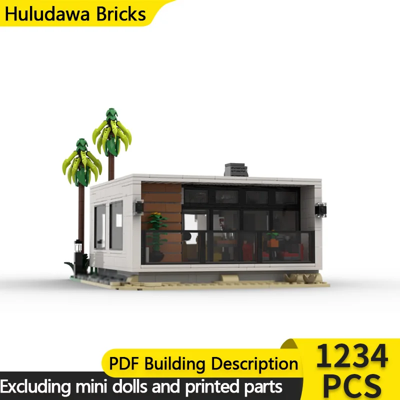 

City Street View Model MOC Building Brick Modern Beach Bungalow Modular Technology Children Holiday Gifts Assemble Toys Suit