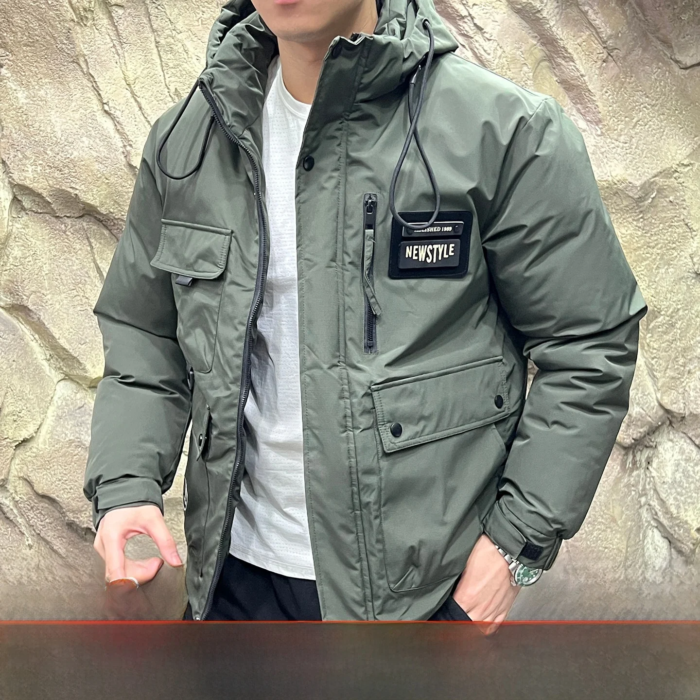 

Тяжелая хлопковая куртка с капюшоном, мужская и женская пара, теплостойкое зимнее пальто, подходит для Long Sve Youth Faion