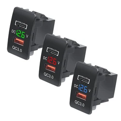12V-24V Car Charger QC3.0 Type C PD with LED Voltmeter Outlet Waterproof USB Charging Port Adapter for Honda Old Style Modify