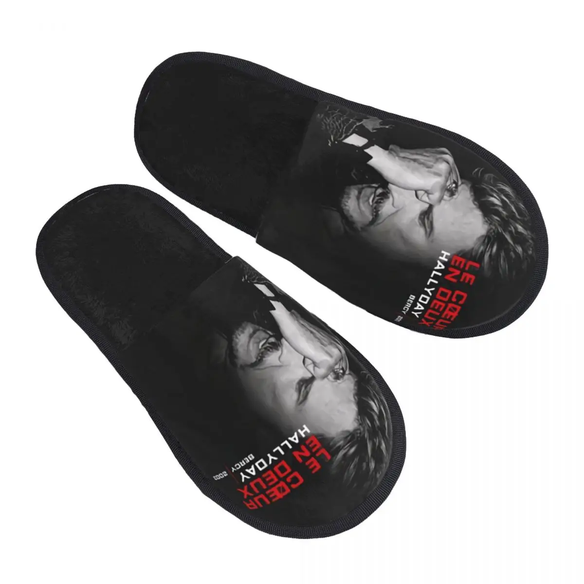 

Johnny Hallyday House Slippers Women Comfy Memory Foam France Rock Singer Slip On Bedroom Slipper Shoes