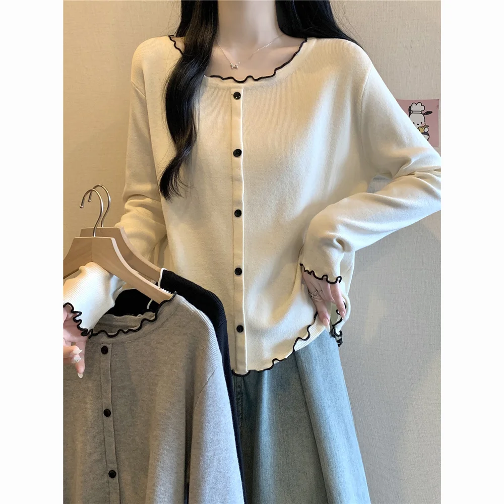 

Long Sleeve Shirts Womens Chiffon Ruffled Slim Fit Turn Down Collar Elegant Feminine Minimalist Daily Spring Office Wear