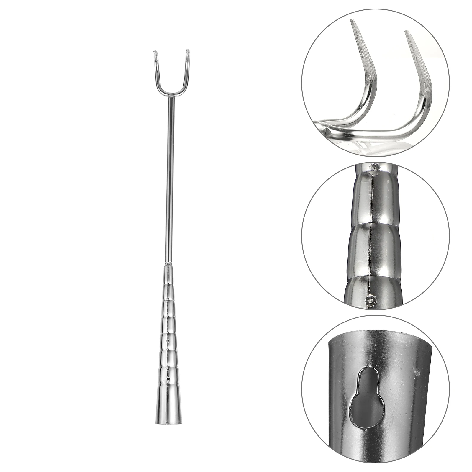 

1 шт., крючок для мяса из нержавеющей стали, длинная ручка, гриль для барбекю, токарный крючок, острый двойной коготь, кухонные принадлежности, крючки для мяса