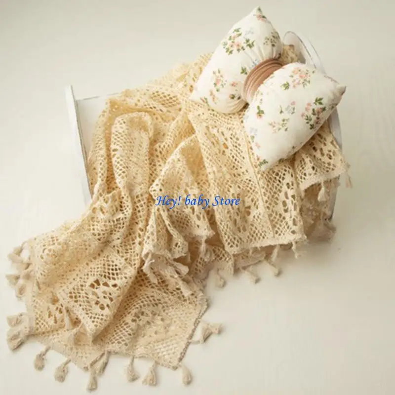Q1FE Newborn Baby Propsice Props بطانيات شرابة خمر لزخرفة صور حشو سلة مجوفة