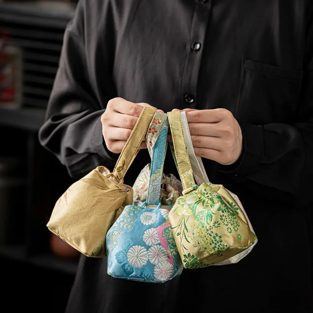 Chinese Style Teacup Cloth Pouch Storage Bag Makeup Bag Brocade Storage Bag Multifunctional Portable Embroidered Handbag Outdoor