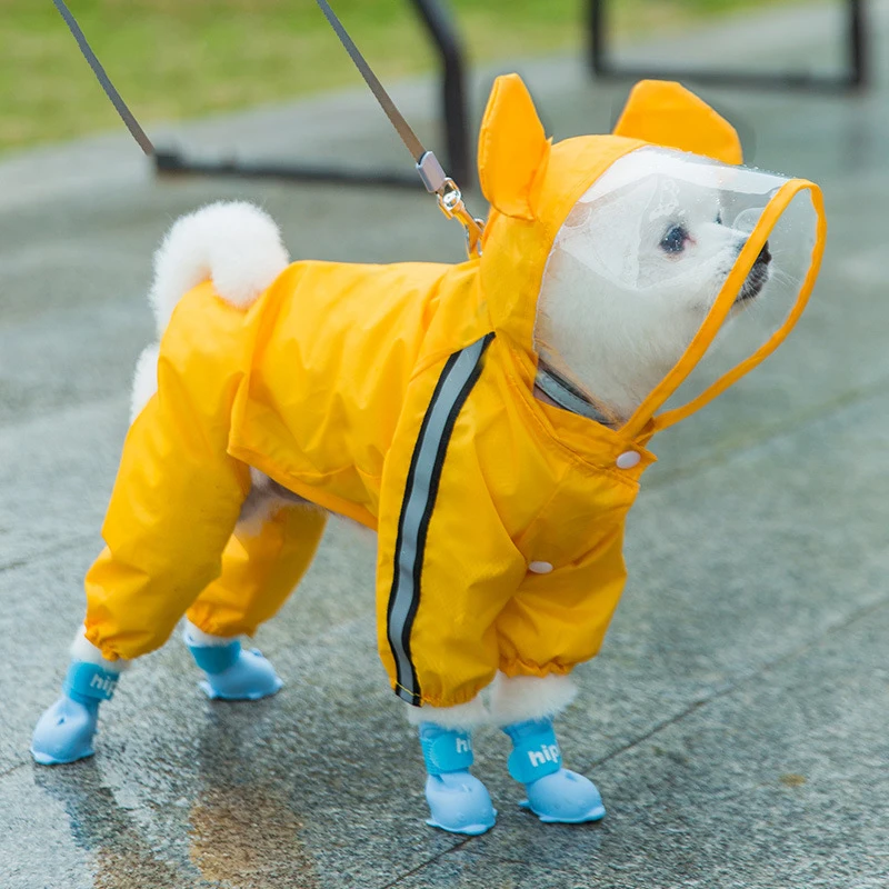 

Dog Raincoat Summer Thin Jumpsuit Raincoat for Dogs Pet Cloak Small Medium Dog Teddy Waterproof Jacket