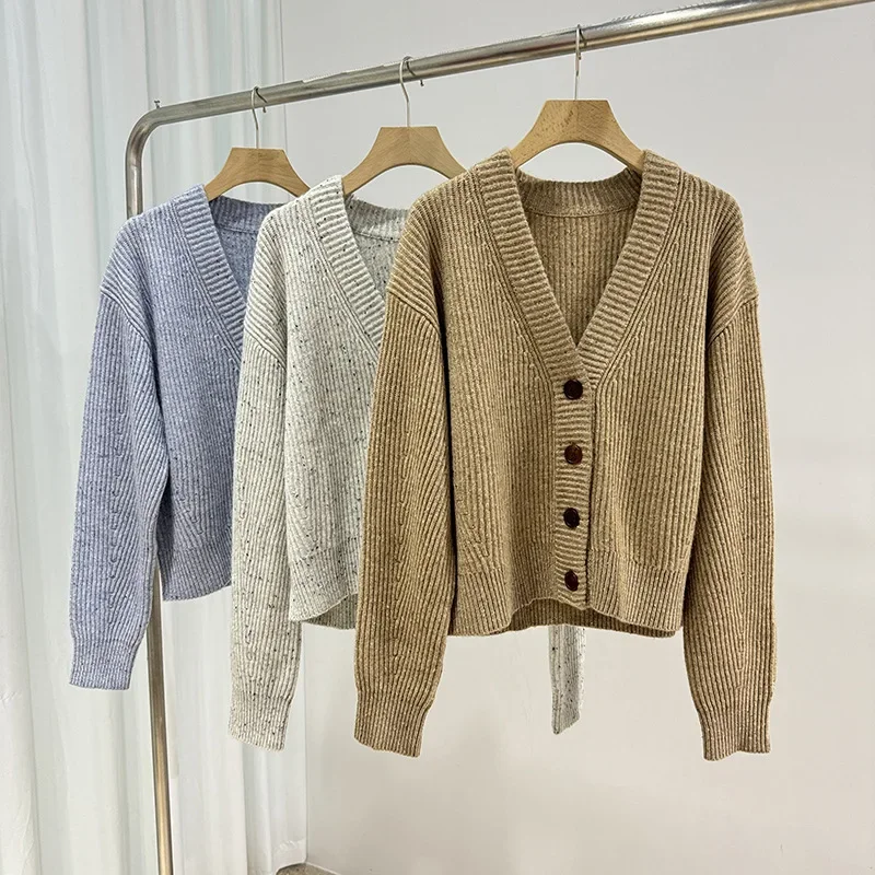 

Cashmere Wool Blend Cardigan Women Temperament Commuter Sweater Coat Top New Autumn and Winter