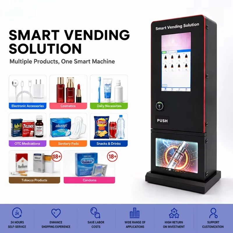Electronic Mini Sticker Vending Machine Small Smart Commercial Snack Drink Touch Screen Cashless Payment