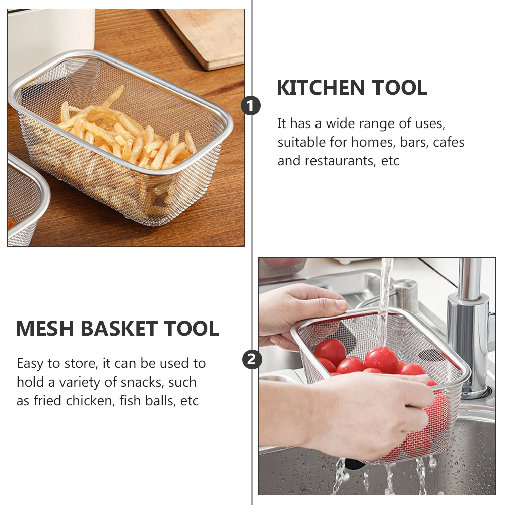 

1pc Stainless Steel Fryer Basket Oil Mesh Basket For Home Kitchen Restaurant Use Lightweight Strong Thick Design Snacks