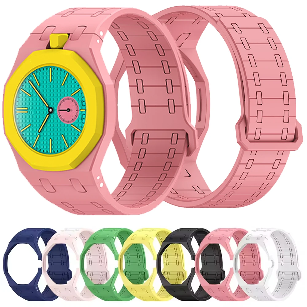 Magnetisches Silikonarmband + PC-Gehäuse für Swatch X AP Royal Po Taschenuhr, umwandelbar in Armbanduhr, integriertes Armband-Zubehör, Correa.