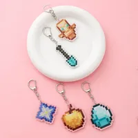 Hot Game Totem of Undying Diamond Sword Eye of Enchanted Golden Apple Keychain Pickaxe Model Toys Collect Keyrings Pendant Gifts