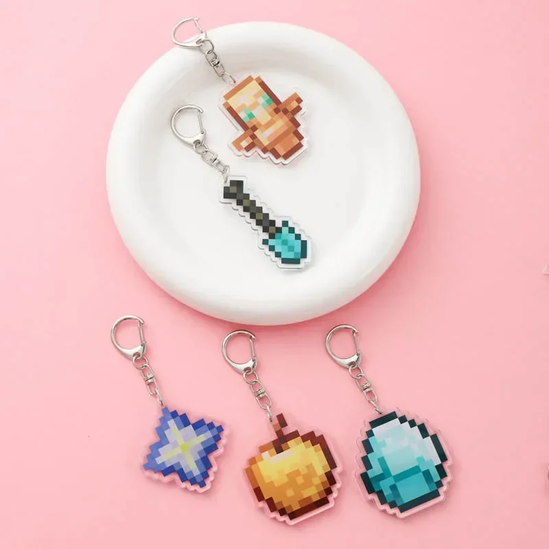 Anime Game Minecraft Acrylic keychain accessaries Cartoon funny Bag Pendant cute creative charm Car Keyring Friends Fans Gifts