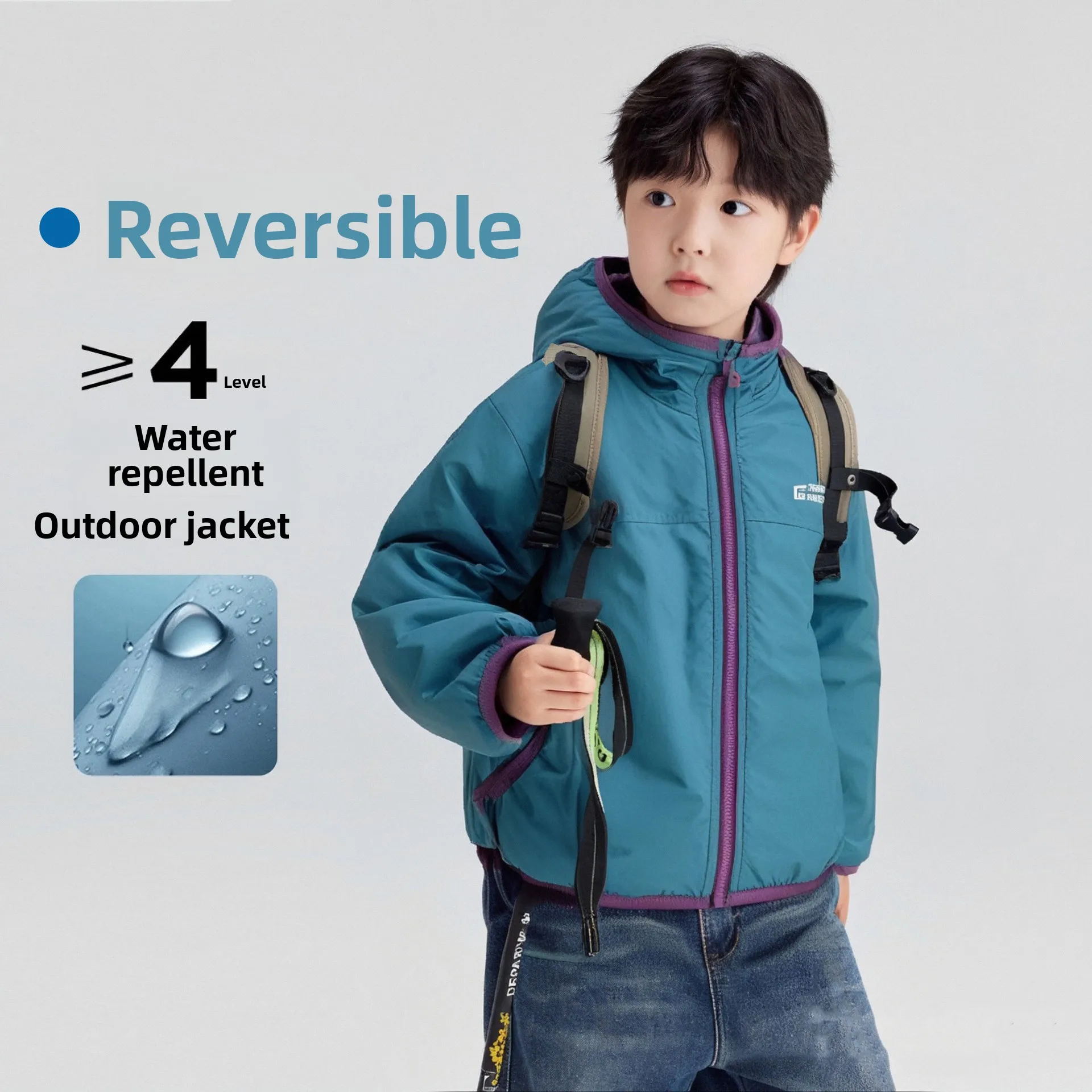 Kids Camping Jacket 2025 Autumn Winter Fleece Double-sided Coats for Boys Girls Hooded Jacket Teenager Windbreakers 1-10T