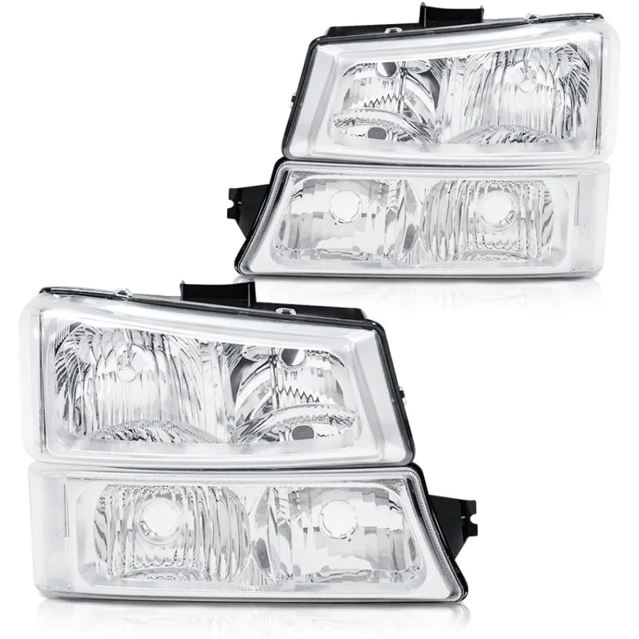 

Фары, совместимые с Chevy Silverado Avalanche 1500 2500 2003 2004 2005 2006, фары-бамперы, прозрачные линзы, хромированный корпус C