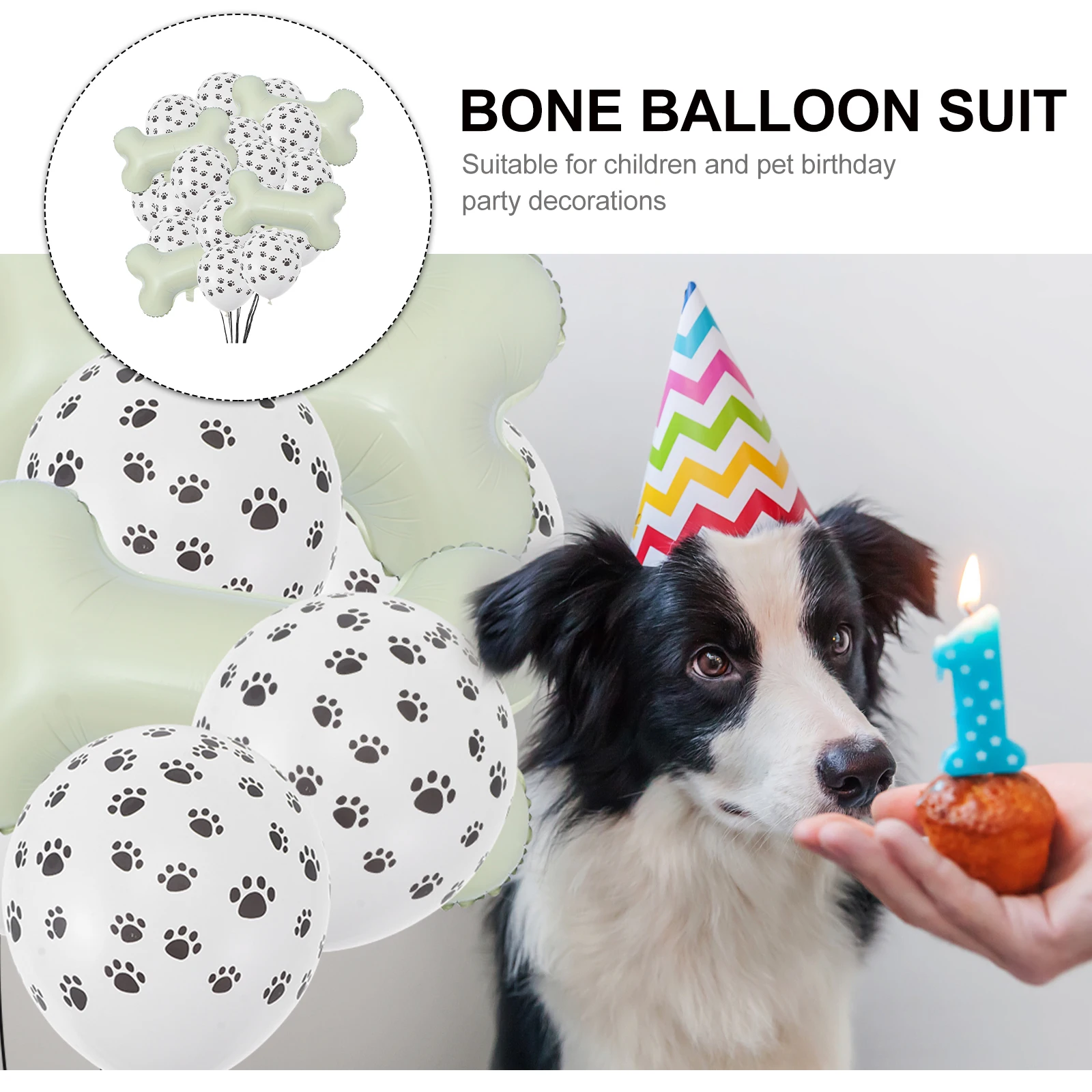 

1 set Bone Shaped Balloons Dog Paw Balloon Decorations Pet Birthday Set Leak Resistant Premium Material For