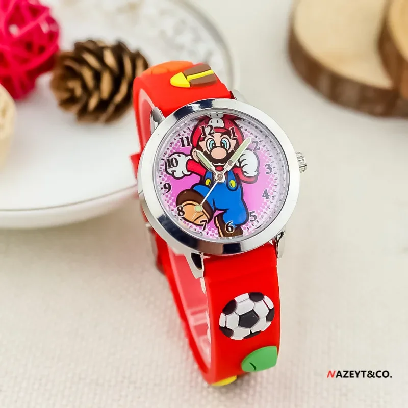 Mario Bros Watch Anime Character Luigi Yoshi Cartoon 3D Soccer Super mario Children Quartz Electronic Wrist Watch Birthday Gift