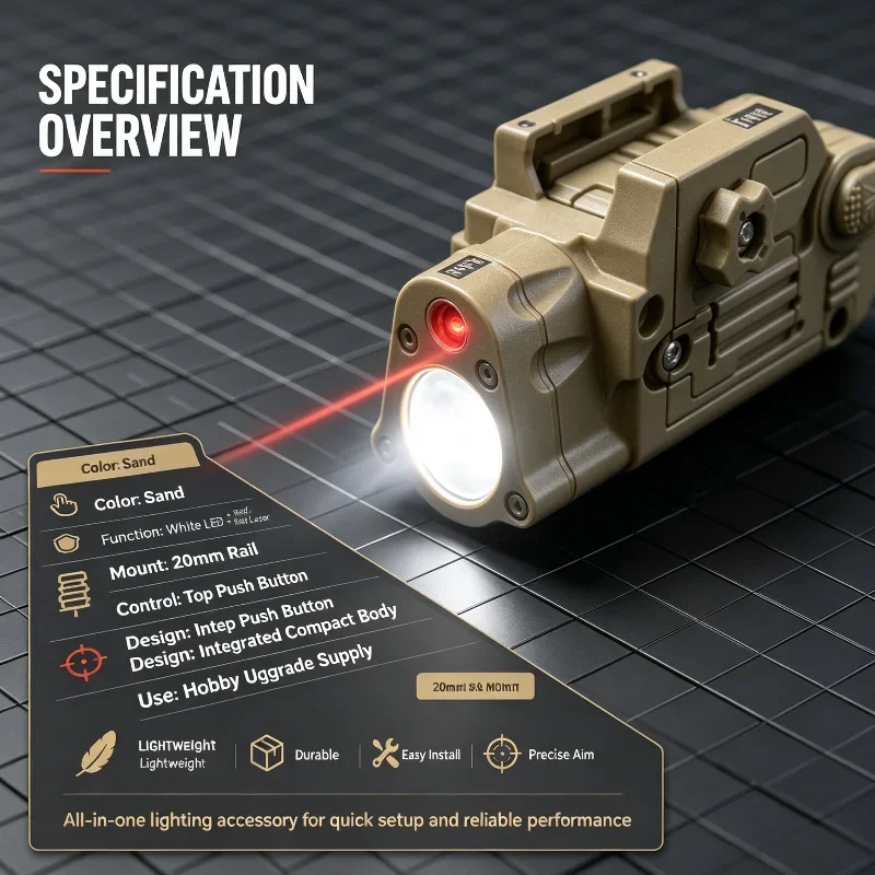 Universal Hobby Rail Flashlight Dual Function White Light Red Dot Laser Small Lightweight Modification Gear