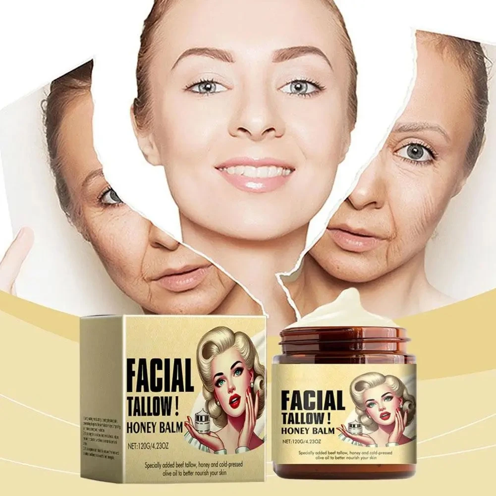 Crème hydratante pour le visage fouettée au miel et au suif de bœuf, crème pour le visage, gratitude pour le corps, 120g