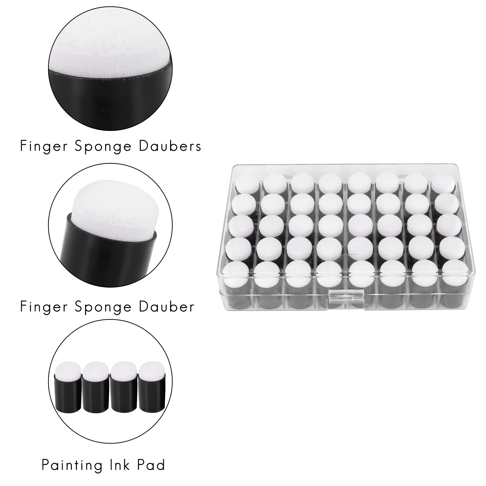 

40Pcs Finger Sponge Dauber Painting Ink Pad Stamping Brush Craft Case Art Tools With Box Office School Darwing Diy Craft