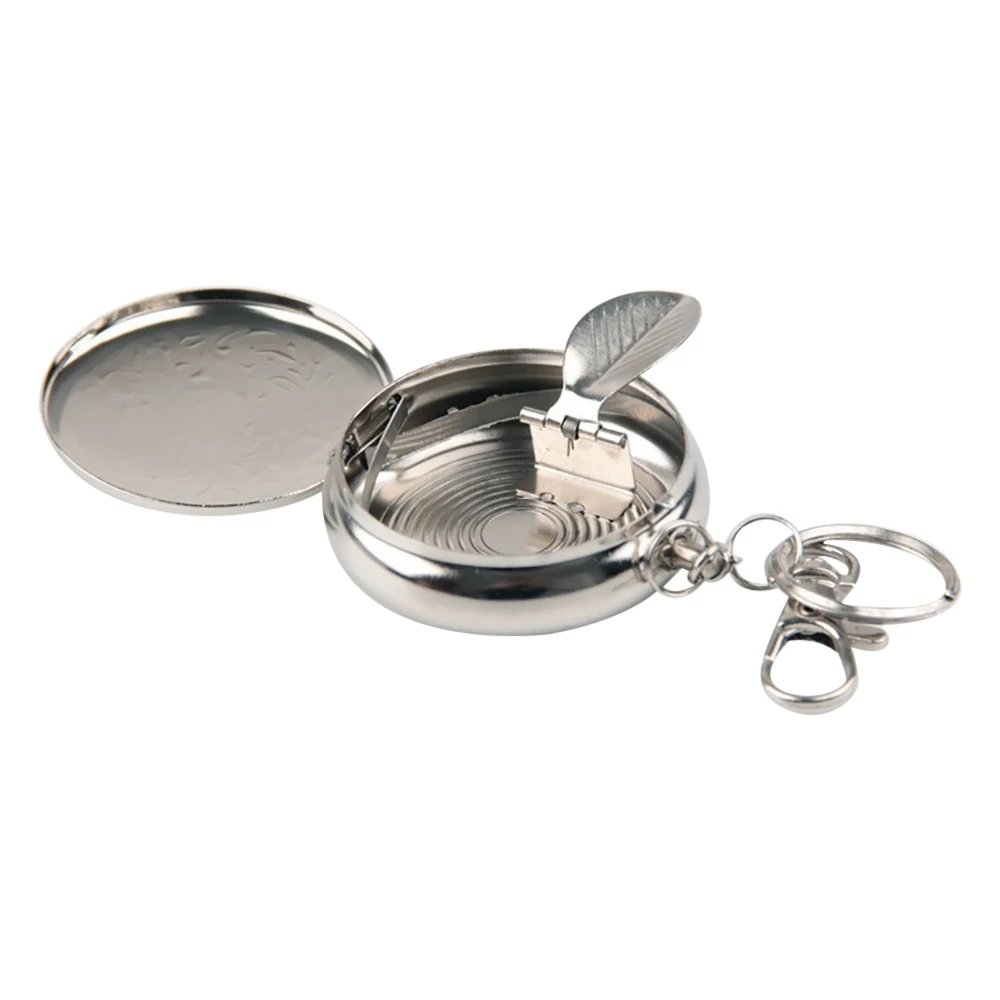 Pocket Ashtray Smoking Accessories Ashtray With Key Chain Portable Mini Stainless Steel Vehicle Cigarette Ashtray Ash Tray