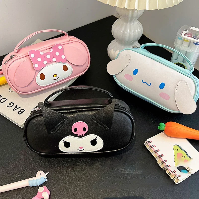 Sanrio Cinnamoroll Makeup Bag Kuromi Melody Cute Cosmetic Storage Bag Large Capacity Travel Wash Pouch Student Pencil Case Bag