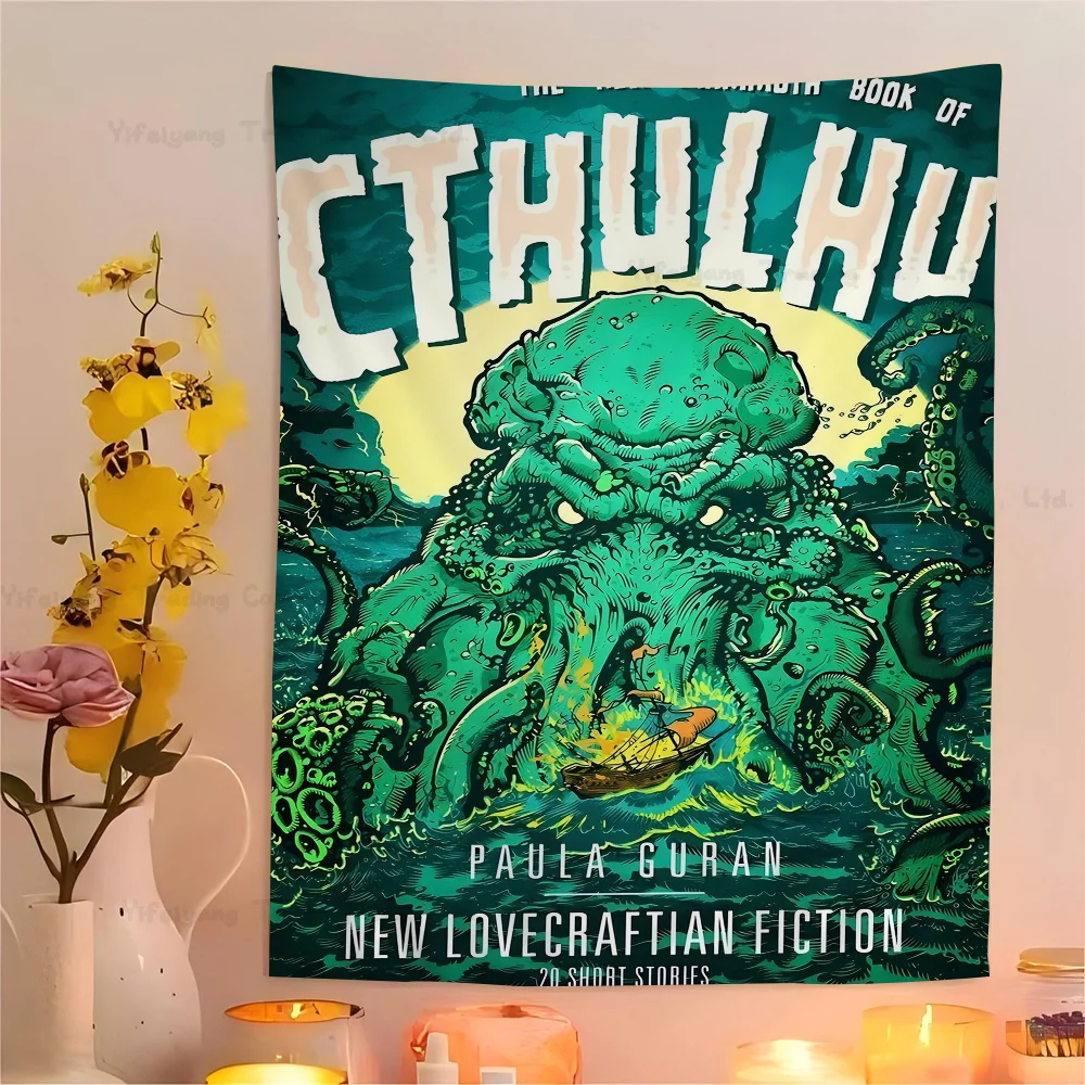 H. P. Lovecraft Cthulhu Printed Large Wall Tapestry Hanging Tarot Hippie Wall Rugs Dorm Home Decor