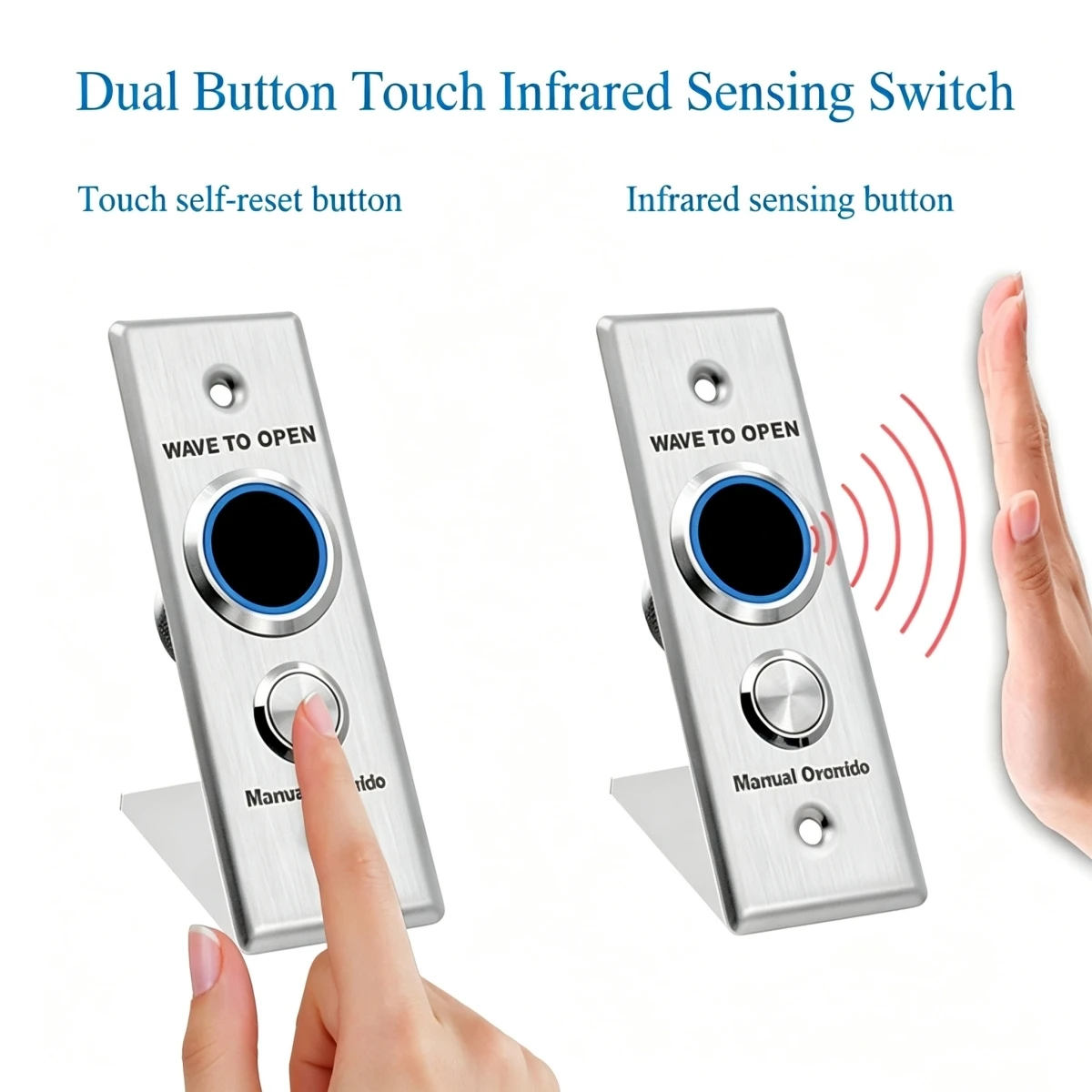 Dual Button Touch Infrared Sensing Switch Door Release Exit Button with LED Indication for Access Control System