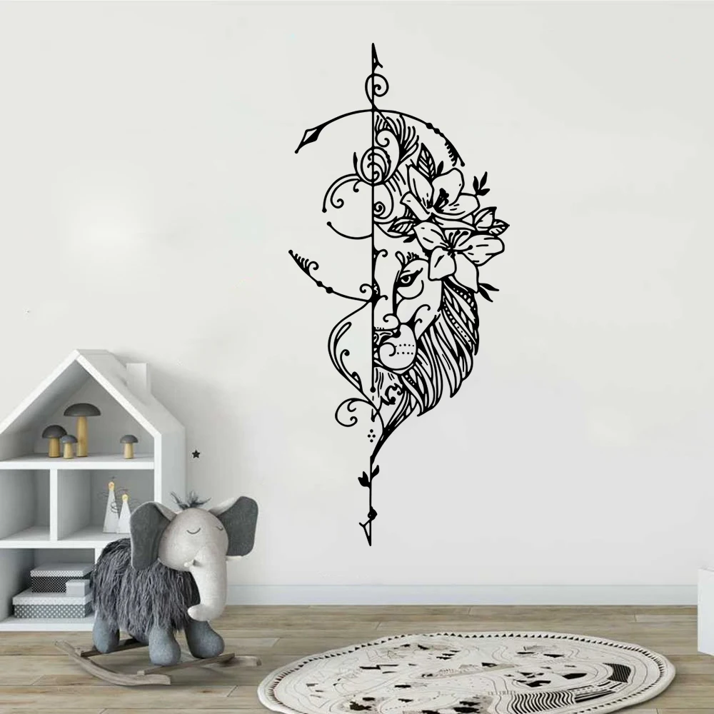 Modern Scandinavia Lion Flower Arrow Wall Sticker Camper Rv Mandala Compass Animal Nature Wall Decal Bedroom Vinyl Home Decor
