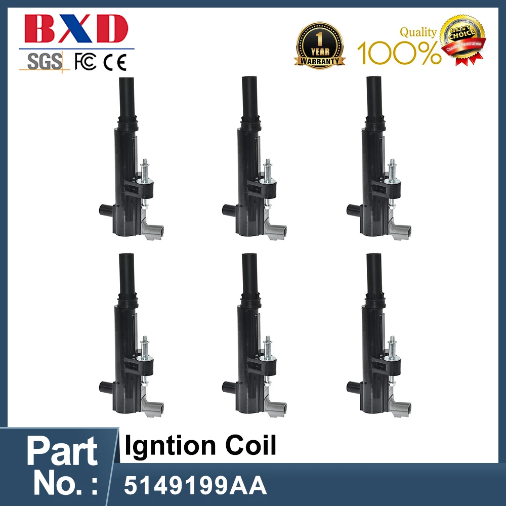 

1/6PCS 5149199AA Ignition Coil FOR CHRYSLER DODGE DAKOTA NITRO RAM 1500 JEEP CHEROKEE GRAND CHEROKEE III LIBERTY 3.7L V6