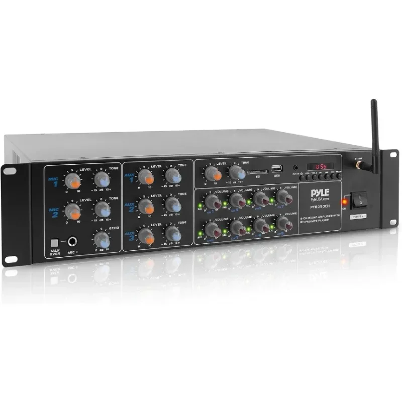 

8-Channel Wireless Bluetooth Power Amplifier - 4000W Rack Mount Multi Zone Sound Mixer