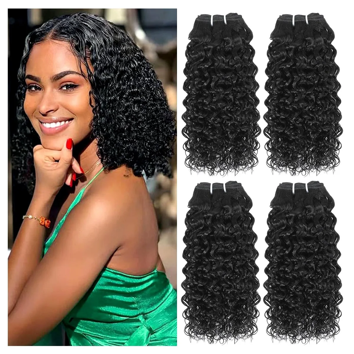 Extensiones de Cabello Humano Virgen Brasileño Rizado Kinky, Paquetes de Cabello Natural Negro sin Procesar, Extensiones de Trama Rápida, Cabello Humano Ondulado Profundo, Paquetes de Cabello Humano Rizado Profundo y Ondulado, Extensiones de Cabello Humano Virgen Brasileño