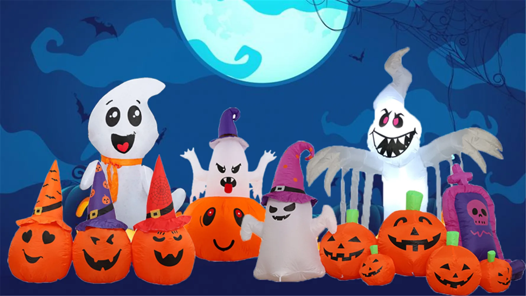Decoración inflable de Halloween para patio, luces LED integradas, modelo inflable, adorno para exteriores, fiesta de año nuevo, decoración de jardín
