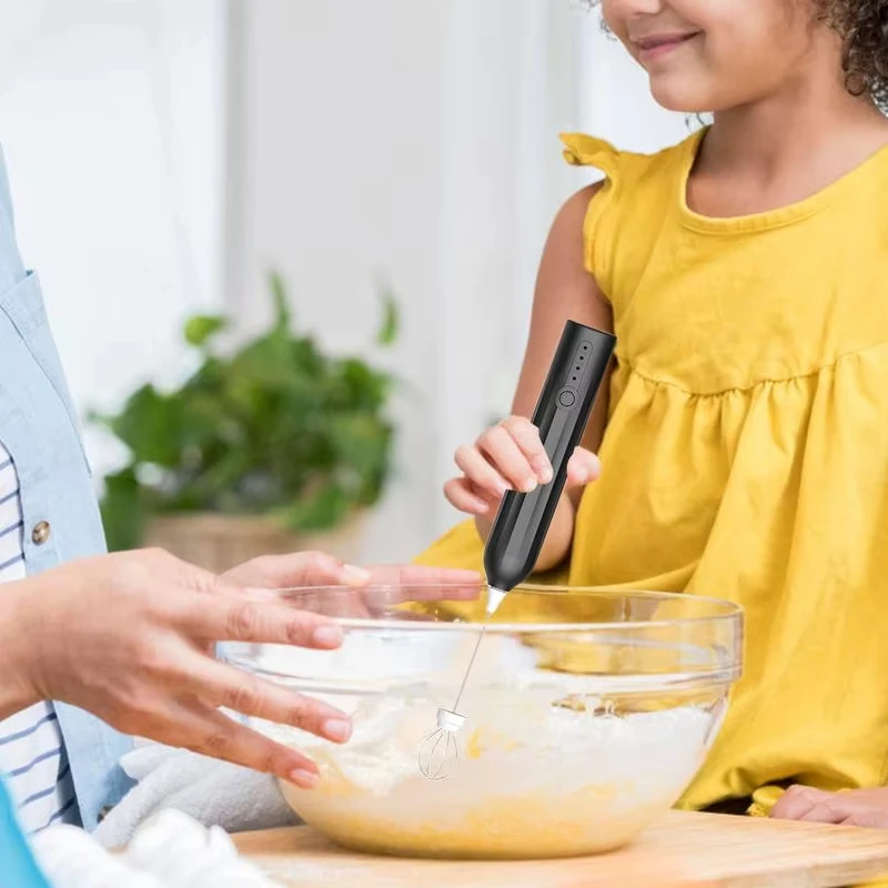 Portable egg beater, handheld blender, milk frother, 3-speed coffee machine, household kitchen, outdoor multifunctional mixer