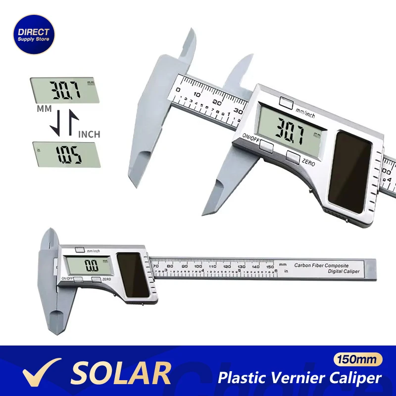 Solar 0-150mm noniusz suwmiarka z tworzywa sztucznego LCD cyfrowy zacisk przyrząd do pomiaru głębokości elektroniczna mikrometr linijka miernik 6\