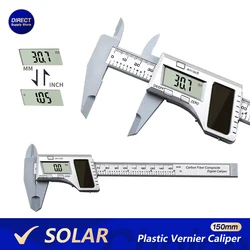 Calibro a corsoio solare 0-150mm calibro digitale LCD in plastica strumenti di misurazione della profondità dello strumento misuratore elettronico micrometro calibro 6
