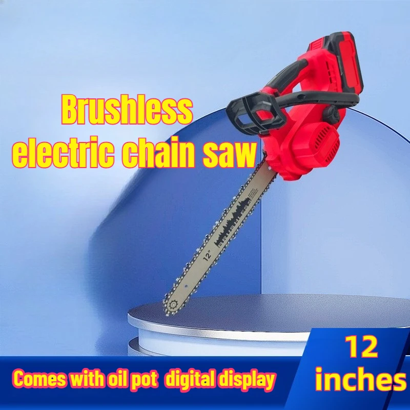 

12Inch Electric Pruning Chain Saws Garden Wood Cutting Fit Battery Power Tools Brushless Chainsaw Cordless