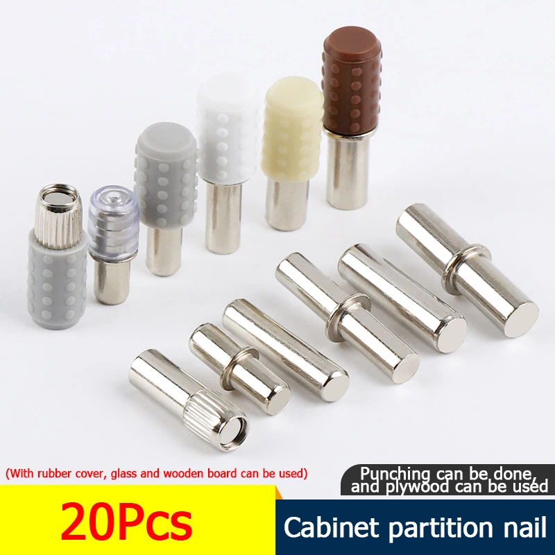 20-30Pcs Wardrobe Anti Slip Partition Nail Cross Self Tapping Screw Laminated Support Frame with Rubber Sleeve For Wooden Cabine