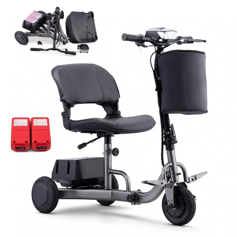 Lightweight 3 Wheel Mobility Scooter for Seniors & Adults, Folding Electric Travel Scooter, Portable Medical Device, Custom