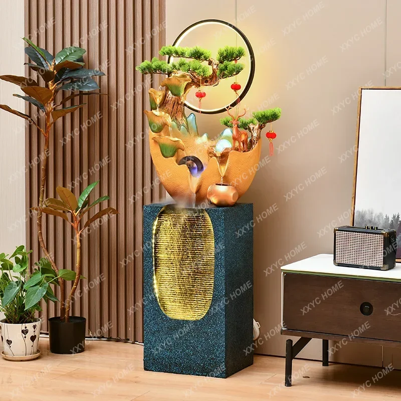 Light luxury flowing water ornament circulating water living decorative water feature feng shui wheel lucky rockery fountain