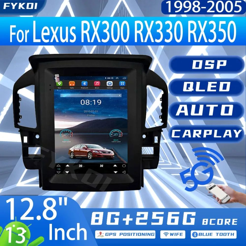 FYKOI Car Radio For Lexus RX300 RX330 RX350 1998-2005 Automotive Multimedia Carplay Android Auto Bluetooth 4G DSP GPS Navigation